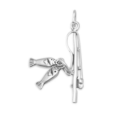 Fishing Pole Silver Charm