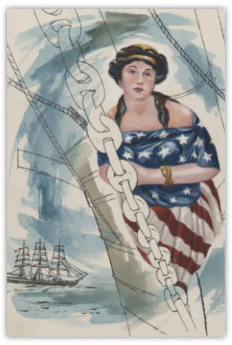 Figurehead of Columbia Postcard