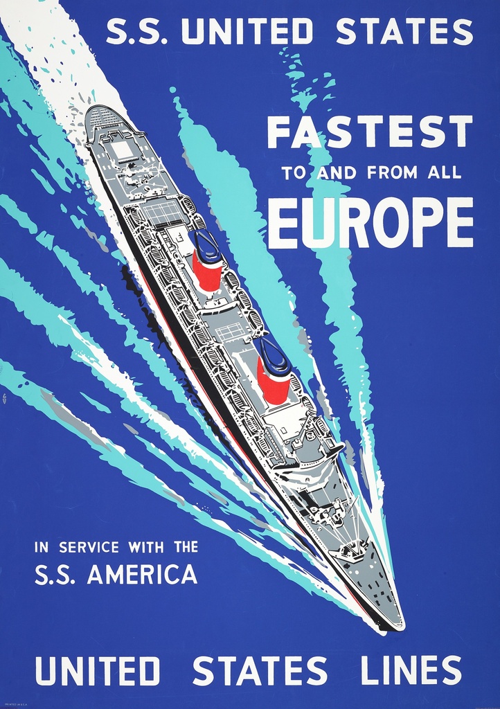 SS United States Travel Poster 12"x18" Print