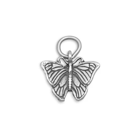 [5686] Small Butterfly Silver Charm