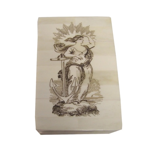 [6654BU] Naval Lady Liberty 5" Scrimshaw Bone Box